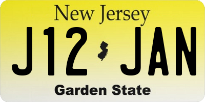 NJ license plate J12JAN