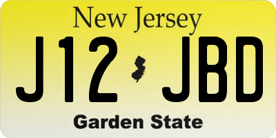 NJ license plate J12JBD