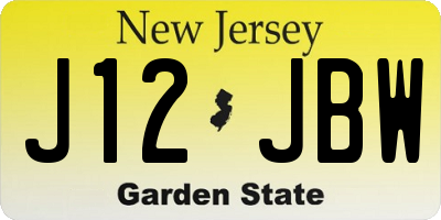 NJ license plate J12JBW