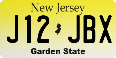 NJ license plate J12JBX