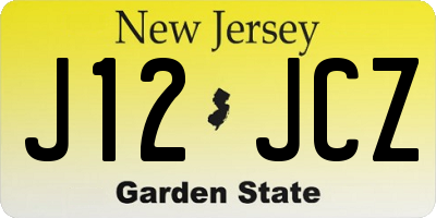 NJ license plate J12JCZ