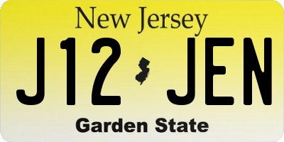 NJ license plate J12JEN