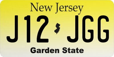 NJ license plate J12JGG