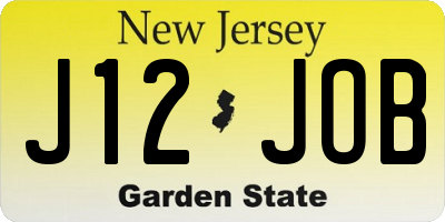 NJ license plate J12JOB