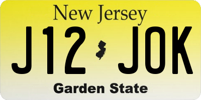NJ license plate J12JOK