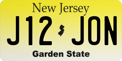 NJ license plate J12JON