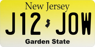 NJ license plate J12JOW