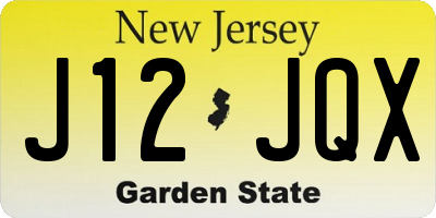 NJ license plate J12JQX
