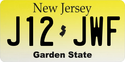 NJ license plate J12JWF