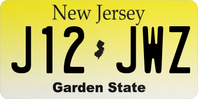 NJ license plate J12JWZ