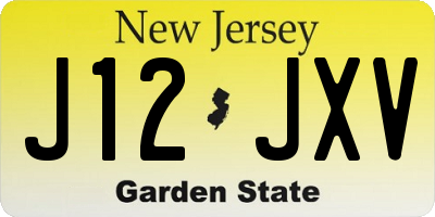 NJ license plate J12JXV