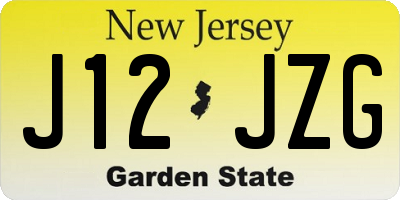 NJ license plate J12JZG
