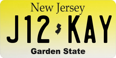 NJ license plate J12KAY