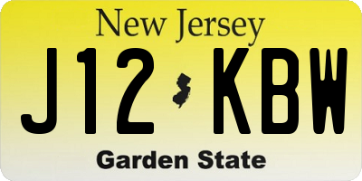 NJ license plate J12KBW