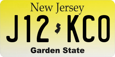 NJ license plate J12KCO