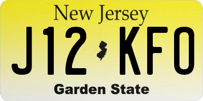 NJ license plate J12KFO