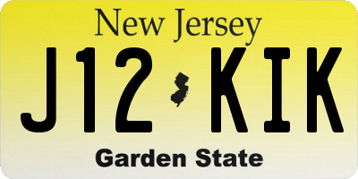 NJ license plate J12KIK