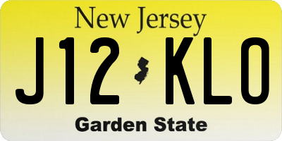 NJ license plate J12KLO