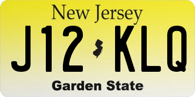 NJ license plate J12KLQ
