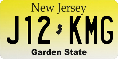 NJ license plate J12KMG