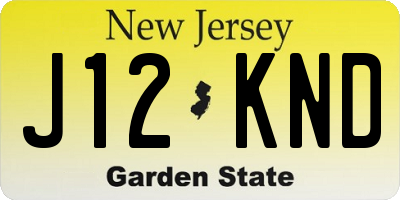 NJ license plate J12KND