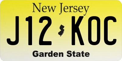 NJ license plate J12KOC