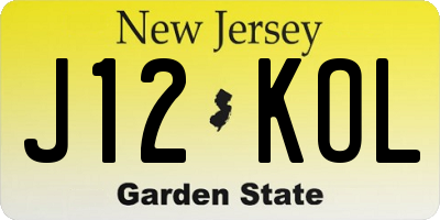 NJ license plate J12KOL