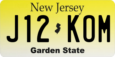 NJ license plate J12KOM