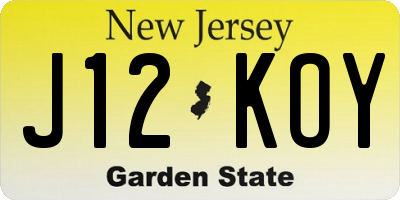 NJ license plate J12KOY