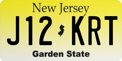 NJ license plate J12KRT