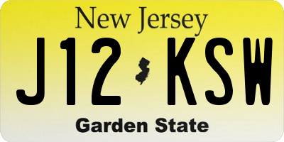 NJ license plate J12KSW