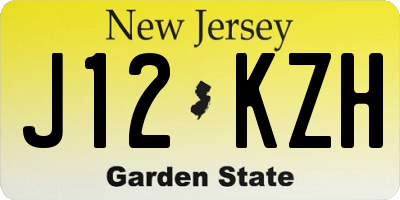 NJ license plate J12KZH