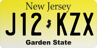NJ license plate J12KZX