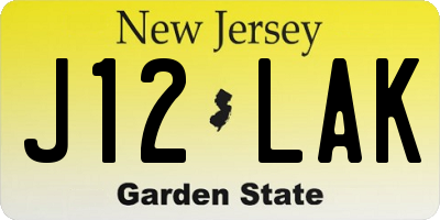 NJ license plate J12LAK