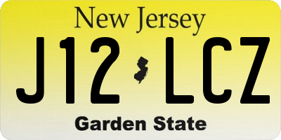 NJ license plate J12LCZ