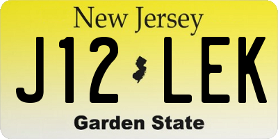 NJ license plate J12LEK