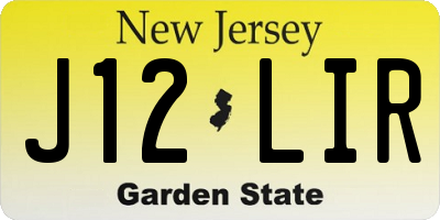 NJ license plate J12LIR