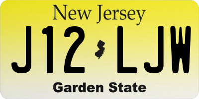 NJ license plate J12LJW