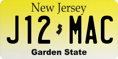 NJ license plate J12MAC