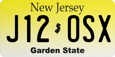 NJ license plate J12OSX