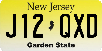 NJ license plate J12QXD