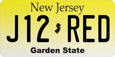 NJ license plate J12RED