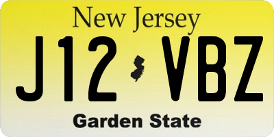 NJ license plate J12VBZ