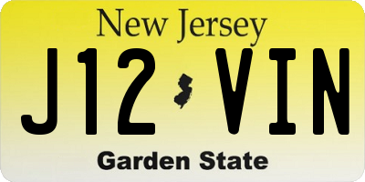 NJ license plate J12VIN