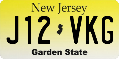 NJ license plate J12VKG