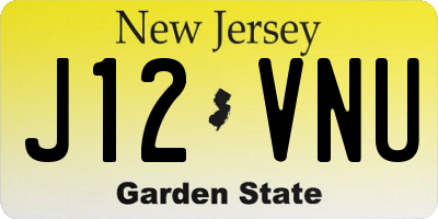 NJ license plate J12VNU