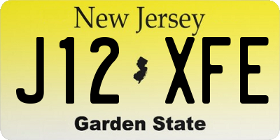 NJ license plate J12XFE