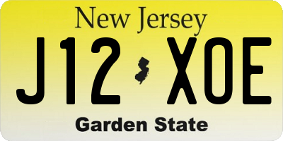 NJ license plate J12XOE