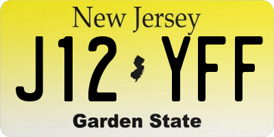 NJ license plate J12YFF