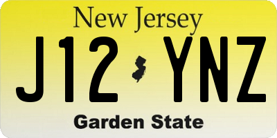 NJ license plate J12YNZ